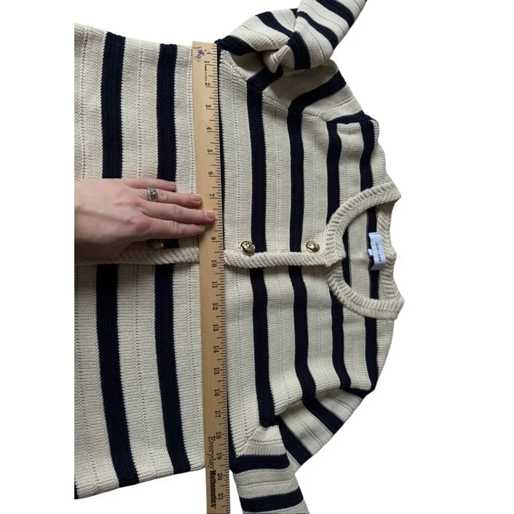 Anthropologie JOHN & JENN Jacket Camille Striped Cream Navy Large‎